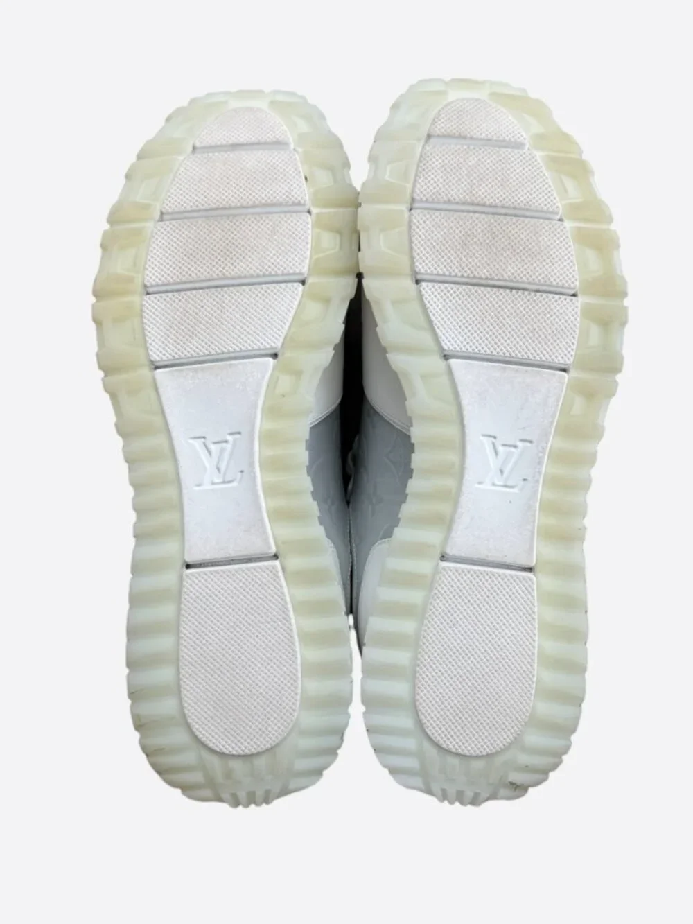Louis Vuitton White & Silver Monogram Run Away Sneakers